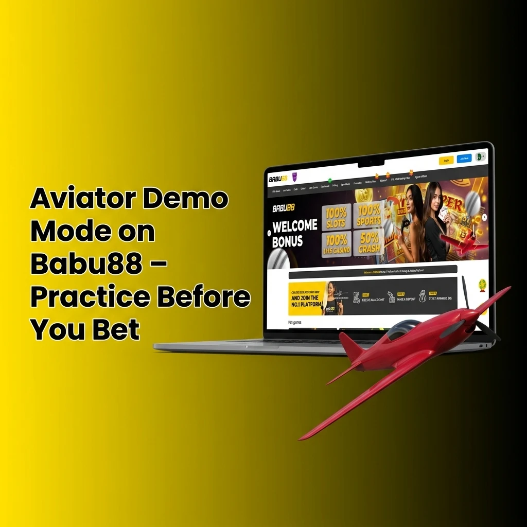 Aviator demo mode on Babu88 showing virtual betting interface with airplane multiplier and cash-out practice features