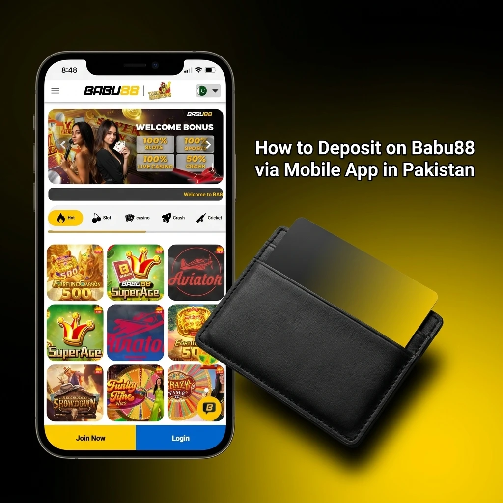 Babu88 mobile app deposit process in Pakistan showing payment method selection and transaction confirmation steps