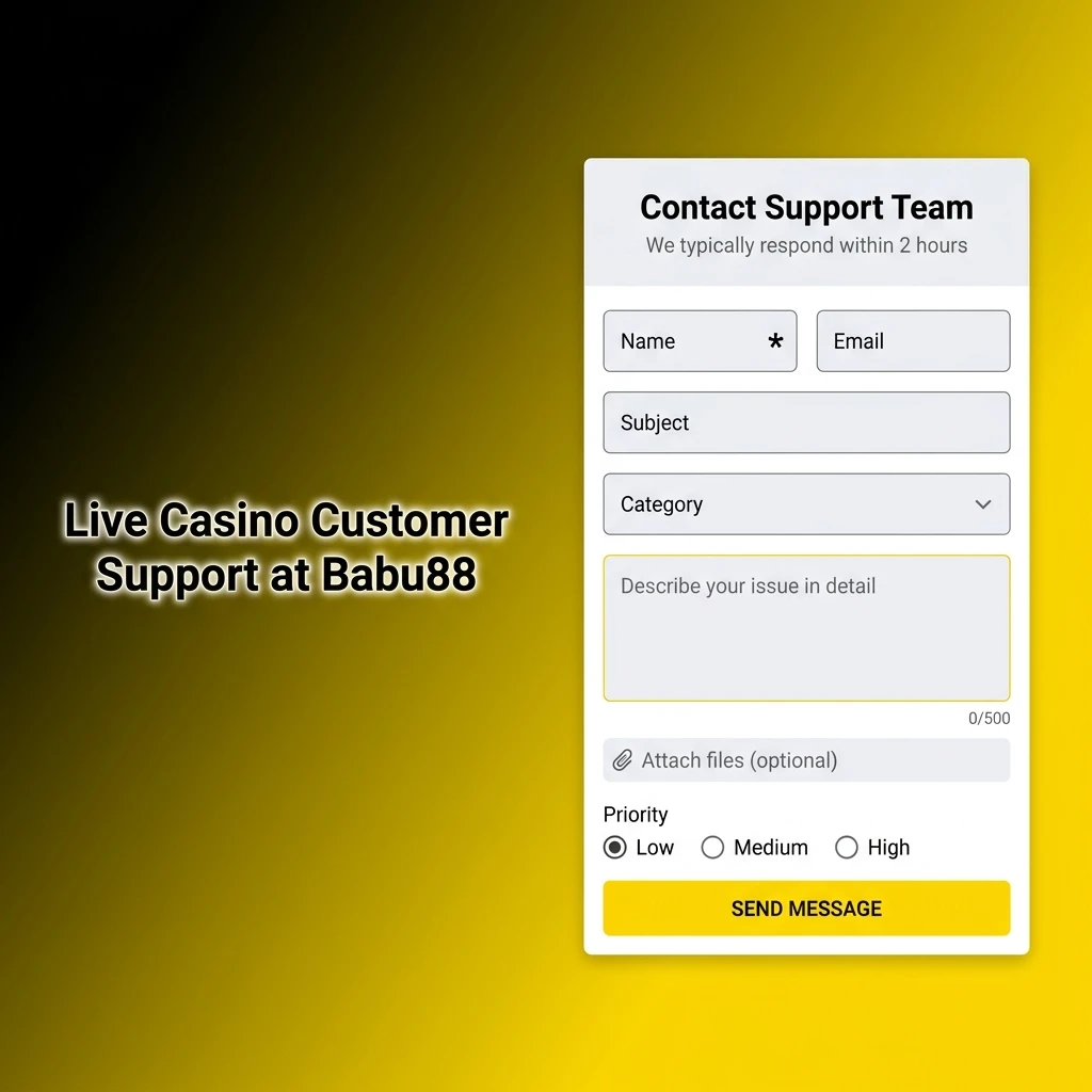 Babu88 live casino customer support options including live chat, email, Telegram, and FAQ available 24/7